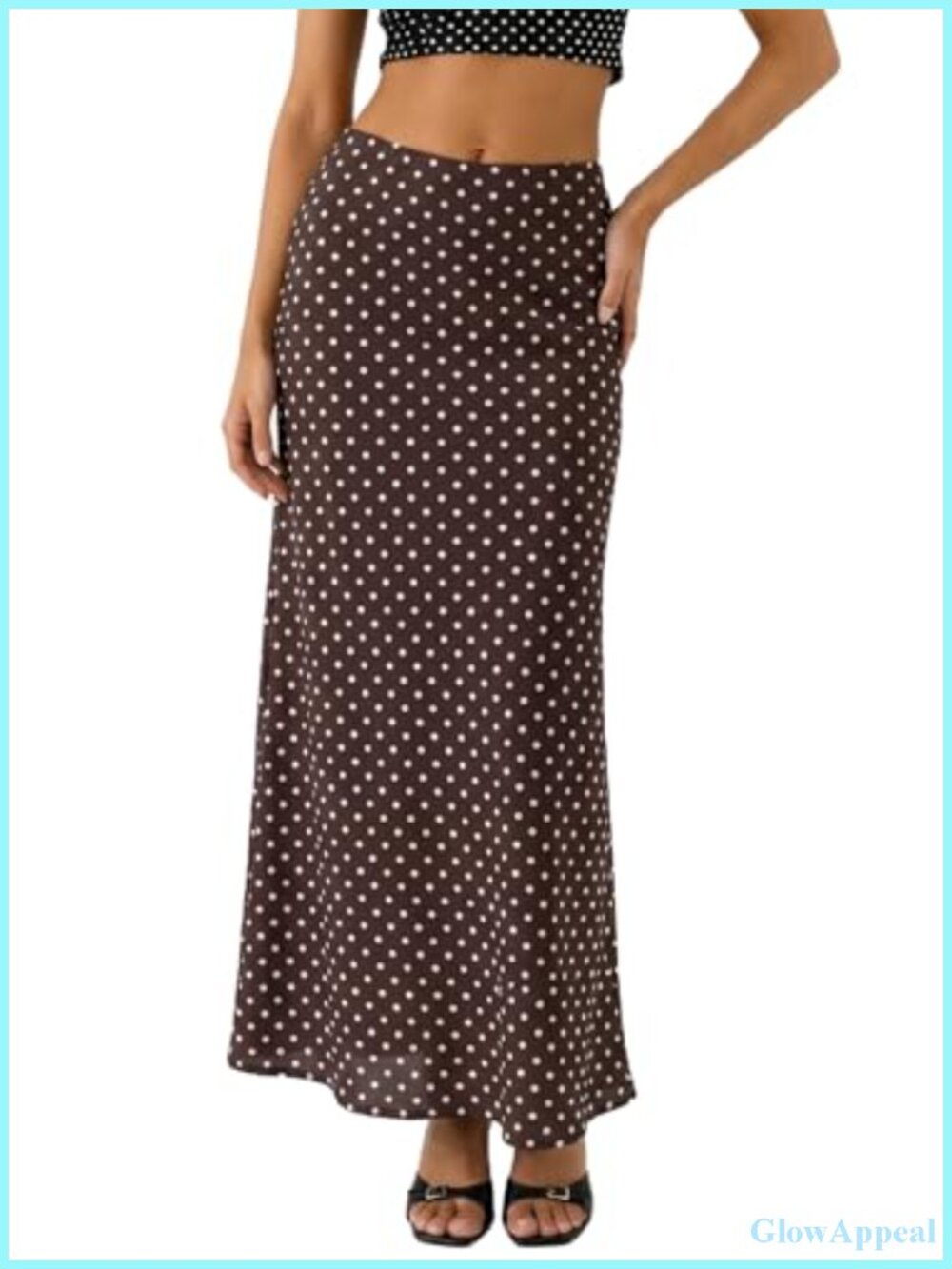 Women's High Waisted A-Line Polka Dot Mesh Maxi Skirt with Lining
